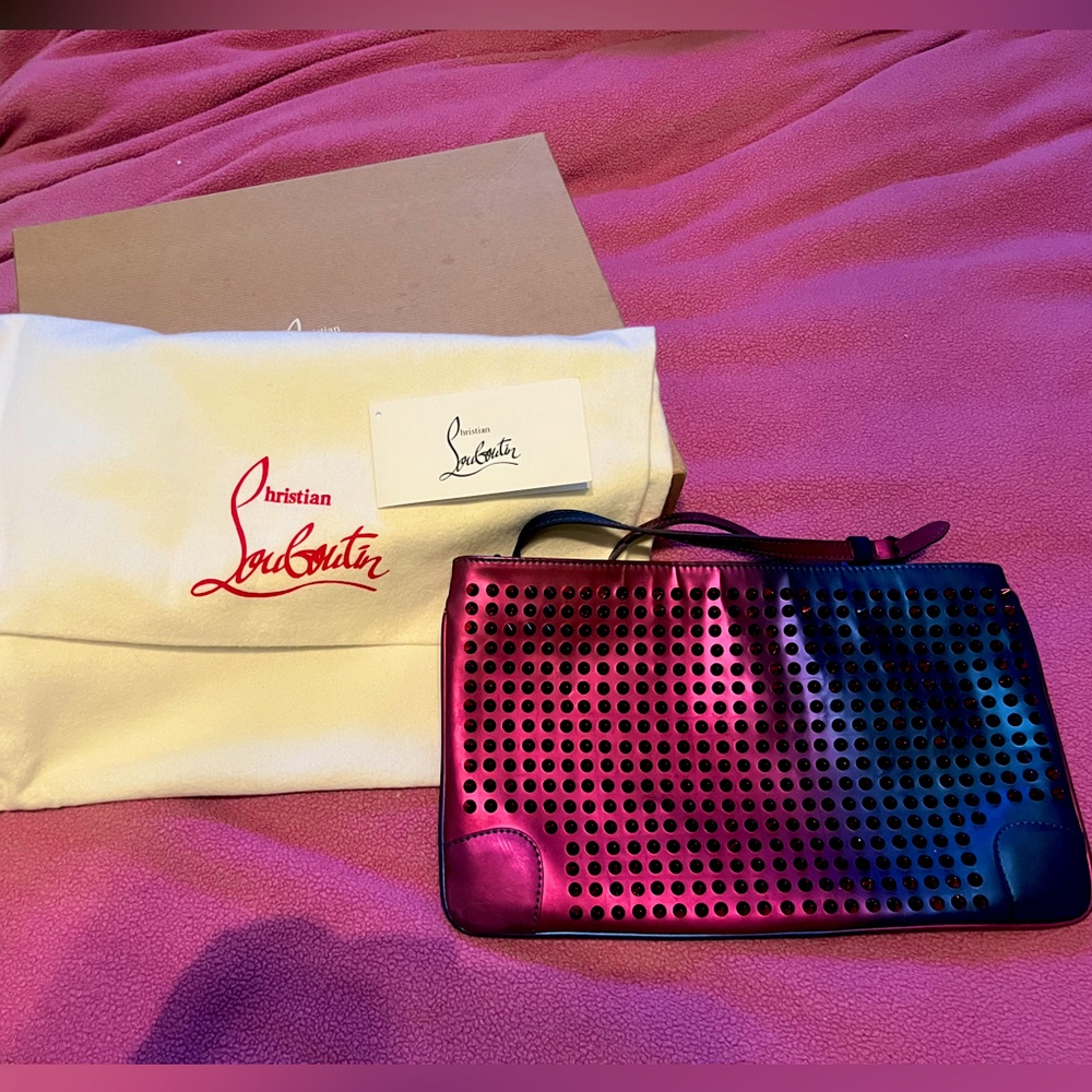 Christian Louboutin Loubiposh Panettone Spikes Crossbody Digital Rose Box Card+